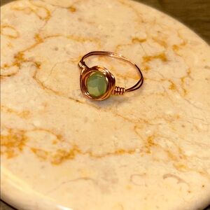 Chic Gold Ring with Green Stone